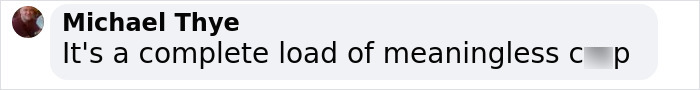 Comment by Michael Thye expressing strong disapproval in a text-based social media post. Comment by Michael Thye expressing strong disapproval in a text-based social media post.
