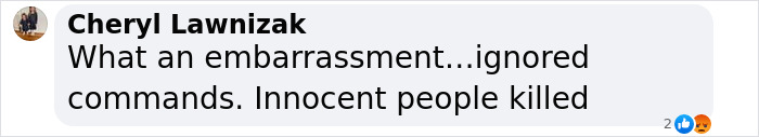 Comment by Cheryl Lawnizak expressing outrage over ignored commands leading to innocent people killed before DC plane crash. Comment by Cheryl Lawnizak expressing outrage over ignored commands leading to innocent people killed before DC plane crash.