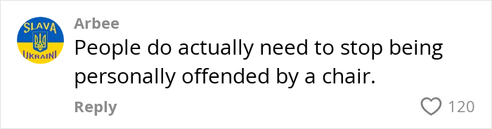 Alt text: Online comment showing a person’s opinion about a plane passenger complaint with 120 likes on a social platform. Alt text: Online comment showing a person’s opinion about a plane passenger complaint with 120 likes on a social platform.