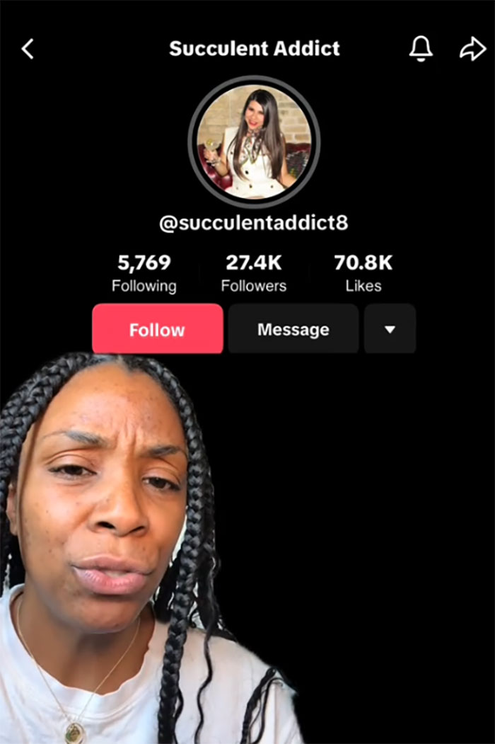 Woman reacting in TikTok video addressing Pilates and people 200 lbs and over with braided hair and serious expression. Woman reacting in TikTok video addressing Pilates and people 200 lbs and over with braided hair and serious expression.