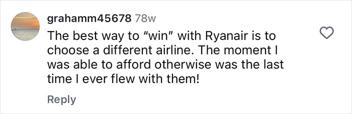 Screenshot of a social media comment about airline choice related to travel expert tips for getting the best plane seat timing. Screenshot of a social media comment about airline choice related to travel expert tips for getting the best plane seat timing.
