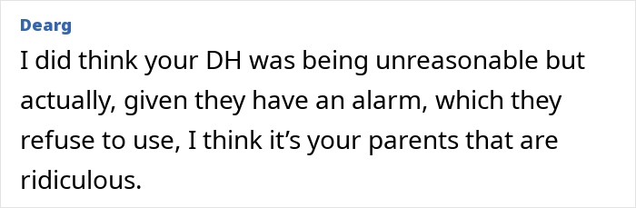 Text comment discussing a husband refusing to help check on elderly parents’ home, called too much by wife.