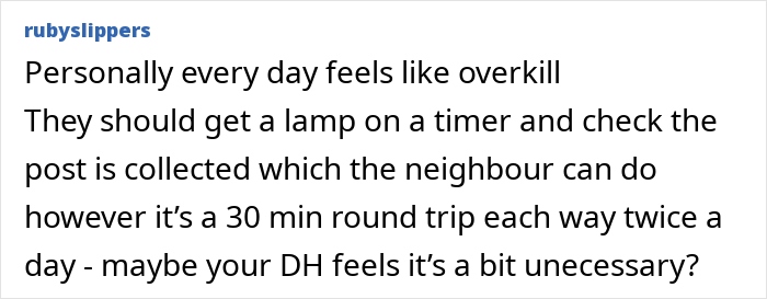 Text post discussing a husband refusing to help check on elderly parents’ home, calling it too much effort.