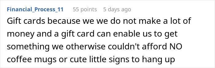 Comment from Financial_Process_11 about using gift cards during teacher appreciation week deals instead of coffee mugs or signs. Comment from Financial_Process_11 about using gift cards during teacher appreciation week deals instead of coffee mugs or signs.