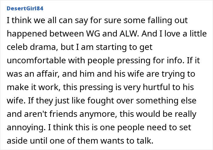 Comment discussing Walton Goggins and Aimee Lou Wood feud questions causing discomfort over pressing for details. Comment discussing Walton Goggins and Aimee Lou Wood feud questions causing discomfort over pressing for details.