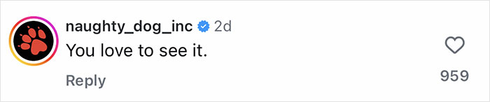 Screenshot of social media comment by naughty_dog_inc saying You love to see it with 959 likes, featuring former band member looks unrecognizable. Screenshot of social media comment by naughty_dog_inc saying You love to see it with 959 likes, featuring former band member looks unrecognizable.