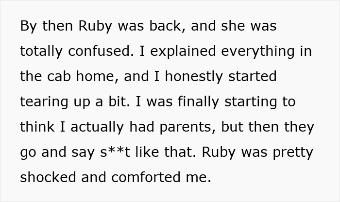 Text message on a white background describing emotional confusion about parents calling a woman’s girlfriend disgusting during her older relationship. Text message on a white background describing emotional confusion about parents calling a woman’s girlfriend disgusting during her older relationship.