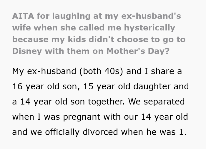 Stepmom throwing hysterical fit as kids refuse to celebrate Mother's Day together, making their lives difficult. Stepmom throwing hysterical fit as kids refuse to celebrate Mother's Day together, making their lives difficult.