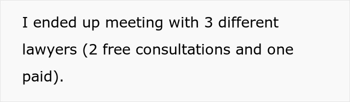 Text with man concerned about late girlfriend’s mom possibly suing and seeking legal advice after consulting multiple lawyers.
