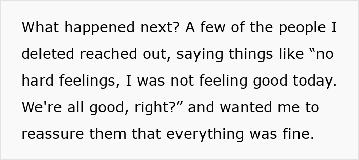 Text excerpt describing friends reaching out after deletion, relating to longtime friends and ghost friend birthday interactions. Text excerpt describing friends reaching out after deletion, relating to longtime friends and ghost friend birthday interactions.