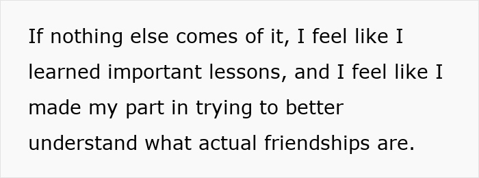 Text about learning important lessons on actual friendships from longtime friends and ghost friend birthday reflections