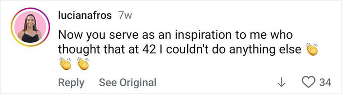 Comment from a woman praising a 42-year-old's inspiration after seeing before-and-after bodybuilding transformation photos. Comment from a woman praising a 42-year-old's inspiration after seeing before-and-after bodybuilding transformation photos.