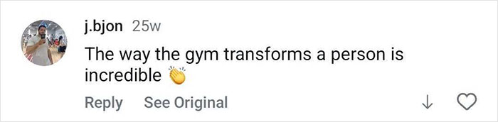 Comment on social media showing user impressed by gym transformation of a woman into bodybuilding champion. Comment on social media showing user impressed by gym transformation of a woman into bodybuilding champion.