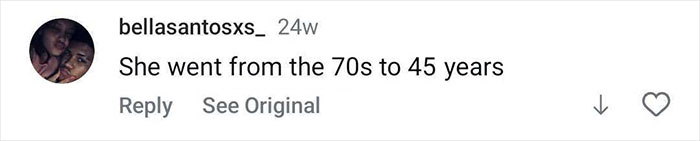 Comment on social media post reading She went from the 70s to 45 years, highlighting transformation in before-and-after photos of a 53-year-old woman bodybuilding champion. Comment on social media post reading She went from the 70s to 45 years, highlighting transformation in before-and-after photos of a 53-year-old woman bodybuilding champion.