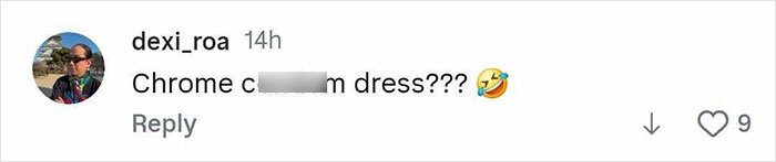 Screenshot of a social media comment mocking a skin-tight dress, relating to the topic of Ozempic hands. Screenshot of a social media comment mocking a skin-tight dress, relating to the topic of Ozempic hands.