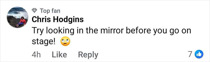 Comment by top fan Chris Hodgins criticizing Jennifer Lopez’s concert performance mentioning desperate measures and pubic area reveal. Comment by top fan Chris Hodgins criticizing Jennifer Lopez’s concert performance mentioning desperate measures and pubic area reveal.