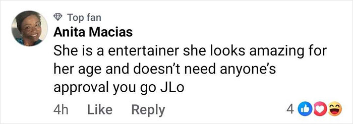 Alt text: Fan praising Jennifer Lopez amid backlash after revealing pubic area during concert in desperate measures controversy. Alt text: Fan praising Jennifer Lopez amid backlash after revealing pubic area during concert in desperate measures controversy.