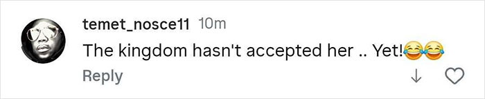 Screenshot of a social media comment humorously referencing Meghan Markle's insufferable interview and public reaction. Screenshot of a social media comment humorously referencing Meghan Markle's insufferable interview and public reaction.