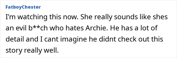 Comment expressing strong negative opinion about Meghan Markle allegedly mistreating her children, mentioning Archie and doubts about the story. Comment expressing strong negative opinion about Meghan Markle allegedly mistreating her children, mentioning Archie and doubts about the story.