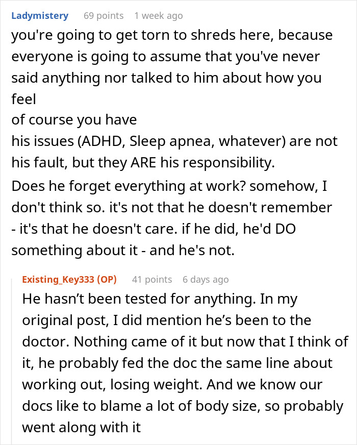 Reddit users discuss challenges in a marriage where the wife feels grossed out by her husband’s behavior and struggles to cope. Reddit users discuss challenges in a marriage where the wife feels grossed out by her husband’s behavior and struggles to cope.