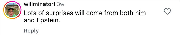 Comment on Instagram from user willminatorl discussing surprises related to Diddy and Epstein in a casual tone. Comment on Instagram from user willminatorl discussing surprises related to Diddy and Epstein in a casual tone.