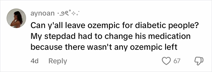 User comment on Ozempic availability, discussing medication changes due to Ozempic shortage for diabetic patients. User comment on Ozempic availability, discussing medication changes due to Ozempic shortage for diabetic patients.