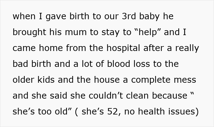 Text about wife adopting husband's culture and raising 3 kids alone yet feeling like outsider to in-laws after childbirth struggles.
