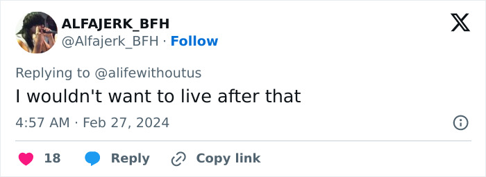 Tweet by user ALFAJERK_BFH expressing a reaction to a woman whose face was torn apart by chimpanzee and reveals appearance after transplant. Tweet by user ALFAJERK_BFH expressing a reaction to a woman whose face was torn apart by chimpanzee and reveals appearance after transplant.