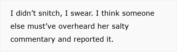 Text on screen showing someone denying snitching about a lady famous for not returning stuff, with a coworker unbothered nearby. Text on screen showing someone denying snitching about a lady famous for not returning stuff, with a coworker unbothered nearby.