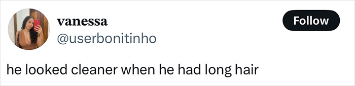 Tweet from user sharing opinion on homeless man's makeover, discussing barber and potential model downgrade controversy. Tweet from user sharing opinion on homeless man's makeover, discussing barber and potential model downgrade controversy.