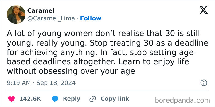 Post about enjoying life without obsessing over age, relatable smile today cry tomorrow message for a better day.