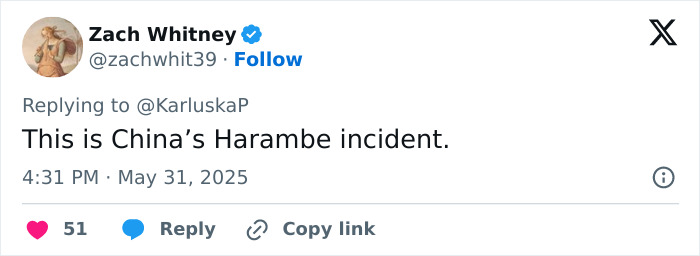 Screenshot of a tweet referencing a tourist damaging 2000-year-old statues after jumping into an 18-foot pit incident.