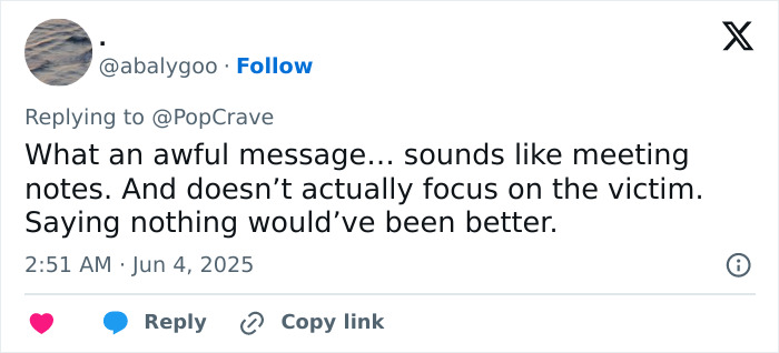 Tweet criticizing Chris Pratt's callous tribute to Parks and Rec co-star, sparking heated reactions online. Tweet criticizing Chris Pratt's callous tribute to Parks and Rec co-star, sparking heated reactions online.