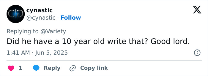 Screenshot of a tweet reacting to Chris Pratt’s callous tribute to Parks and Rec co-star’s passing. Screenshot of a tweet reacting to Chris Pratt’s callous tribute to Parks and Rec co-star’s passing.