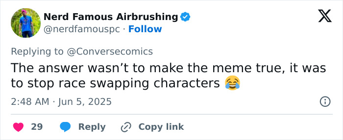 Tweet discussing outrage and humor about race swapping characters in Marvel's new Black Panther reveal. Tweet discussing outrage and humor about race swapping characters in Marvel's new Black Panther reveal.