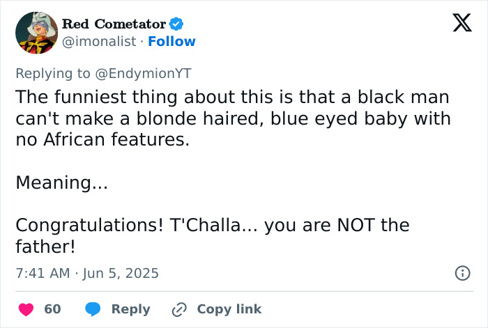 Tweet discussing outrage over Marvel revealing the new Black Panther as white, sparking massive controversy online. Tweet discussing outrage over Marvel revealing the new Black Panther as white, sparking massive controversy online.