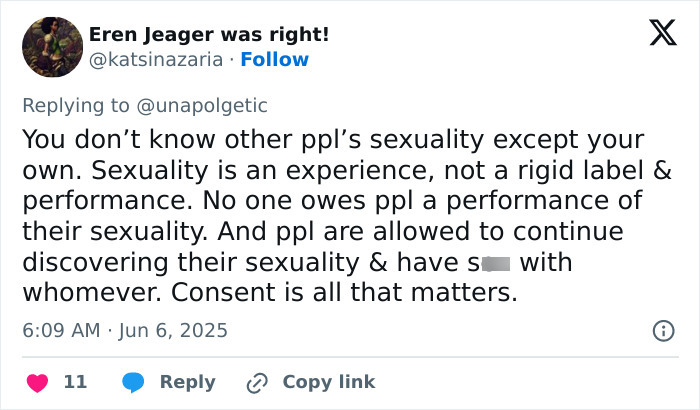 Tweet discussing the complexity of sexuality and consent amid the trend of famous lesbians getting boyfriends this year. Tweet discussing the complexity of sexuality and consent amid the trend of famous lesbians getting boyfriends this year.