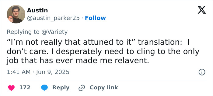 Screenshot of a tweet criticizing Tom Felton’s red carpet comments, sparking outrage among Harry Potter fans. Screenshot of a tweet criticizing Tom Felton’s red carpet comments, sparking outrage among Harry Potter fans.