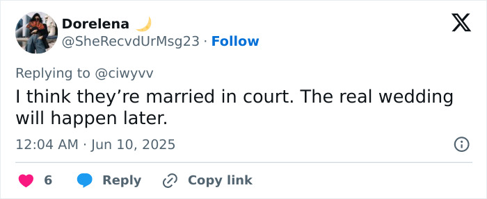 User tweet discussing speculation about Taylor Swift and Travis Kelce secretly married after wedding invitation leaked. User tweet discussing speculation about Taylor Swift and Travis Kelce secretly married after wedding invitation leaked.