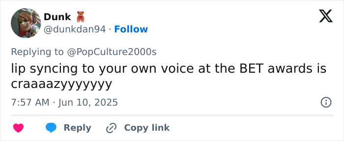 Tweet showing a fan reacting to Mariah Carey's performance at the 2025 BET Awards mentioning Ozempic wonders. Tweet showing a fan reacting to Mariah Carey's performance at the 2025 BET Awards mentioning Ozempic wonders.