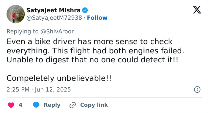 Tweet discussing engine failure and unusual take-off in a horrifying plane crash suggesting potential evil intent. Tweet discussing engine failure and unusual take-off in a horrifying plane crash suggesting potential evil intent.