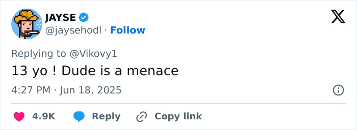 Screenshot of a social media reply mentioning a 13-year-old in a discussion about relationship and thirst trap comments. Screenshot of a social media reply mentioning a 13-year-old in a discussion about relationship and thirst trap comments.