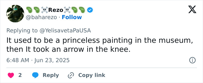 Screenshot of a tweet about a tourist causing damage to an 18th century painting in Italy while taking a selfie.