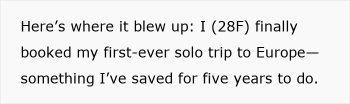 Alt text: Woman sharing story about mom expecting endless babysitting from sis and shaming her for going on a trip instead. Alt text: Woman sharing story about mom expecting endless babysitting from sis and shaming her for going on a trip instead.