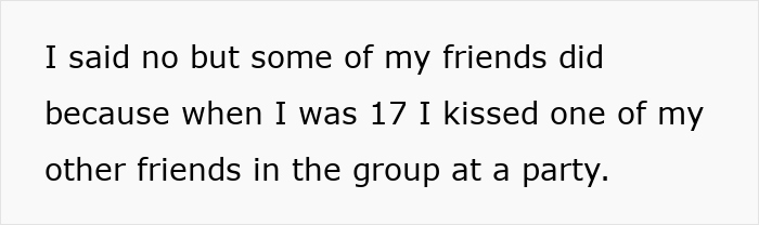 Text excerpt discussing a past kiss with a female friend, related to an insecure baby and boyfriend-girlfriend issues.