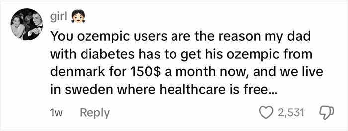 Comment discussing Ozempic users impacting diabetes medication availability and cost in Sweden’s healthcare system. Comment discussing Ozempic users impacting diabetes medication availability and cost in Sweden’s healthcare system.