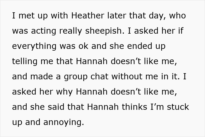 Text describing a friendship of 10 years on the rocks as one friend secretly hates another while others remain indifferent.