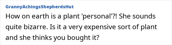 Comment discussing the idea of gifting a plant to a male colleague, questioning if the plant is expensive or personal. Comment discussing the idea of gifting a plant to a male colleague, questioning if the plant is expensive or personal.