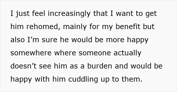 Text expressing feelings about refusing to let rehome cat for both owner and cat’s happiness and comfort. Text expressing feelings about refusing to let rehome cat for both owner and cat’s happiness and comfort.