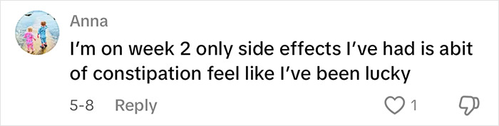 Comment about week 2 of Mounjaro use mentioning mild constipation as a side effect during weight loss journey. Comment about week 2 of Mounjaro use mentioning mild constipation as a side effect during weight loss journey.